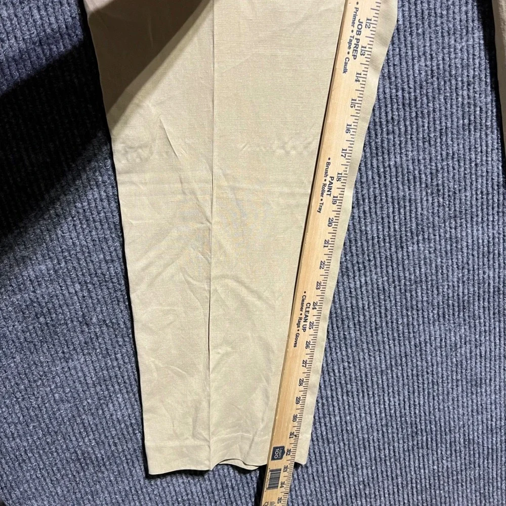 Vintage Polo Ralph Lauren Trousers Mens 44B-32 Tan Linen Silk Blend Pleated